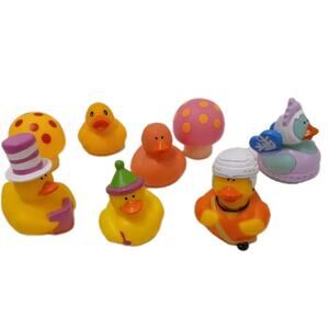 8 Bathtub Toys Rubber Duck Duckies Float Bath Pool Mushroom Party Baby Kids Play